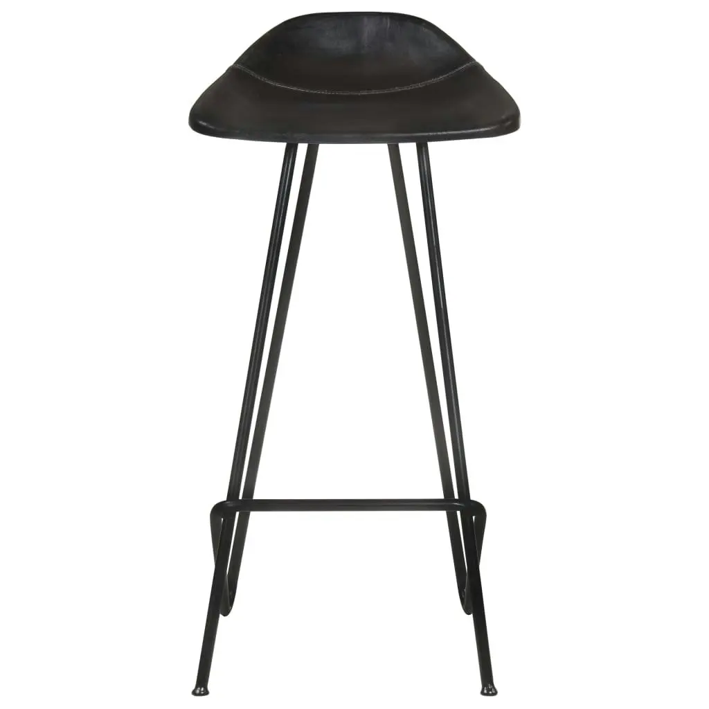 Bar Stools 2 pcs Black Real Leather 320641