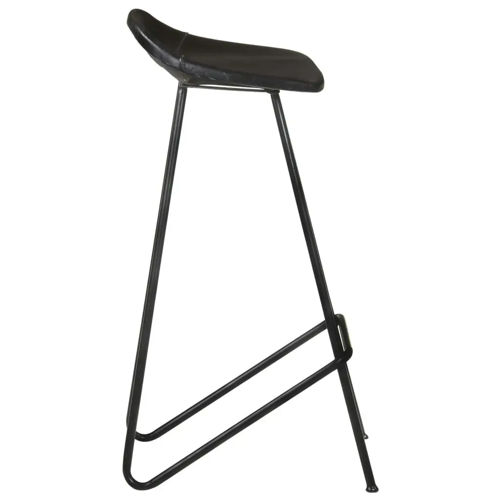 Bar Stools 2 pcs Black Real Leather 320641