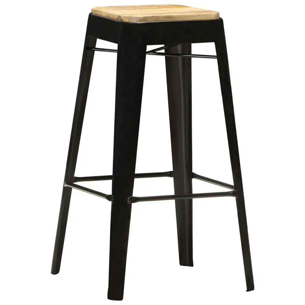 Bar Stools 4 pcs Black Solid Mango Wood 286132