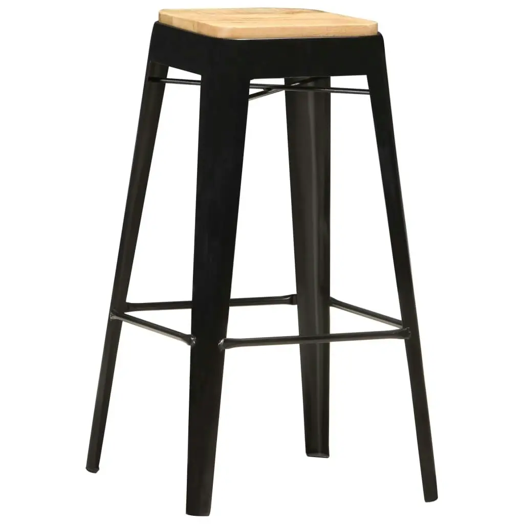 Bar Stools 4 pcs Black Solid Mango Wood 286132