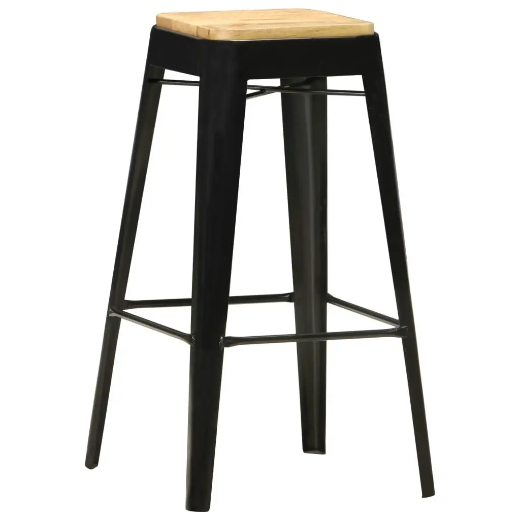 Bar Stools 4 pcs Black Solid Mango Wood 286132