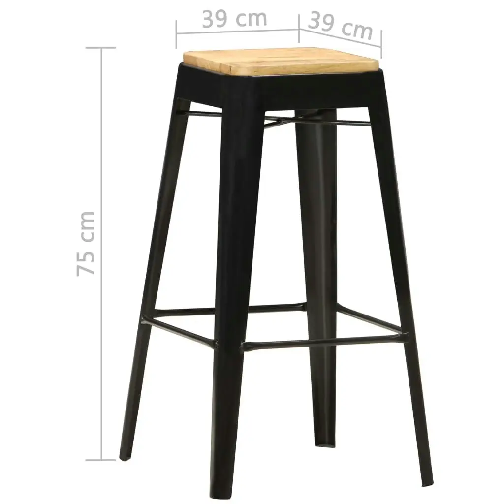 Bar Stools 4 pcs Black Solid Mango Wood 286132