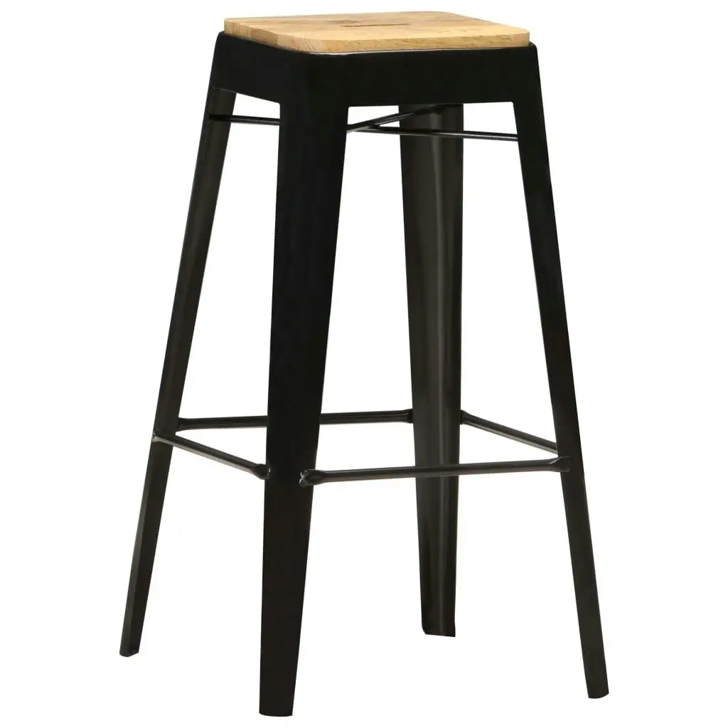 Bar Stools 4 pcs Black Solid Mango Wood 286132