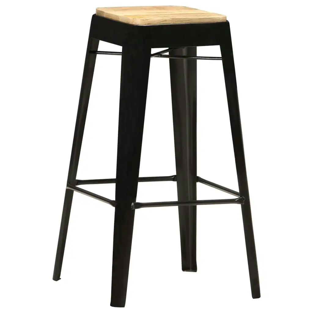 Bar Stools 4 pcs Black Solid Mango Wood 286132