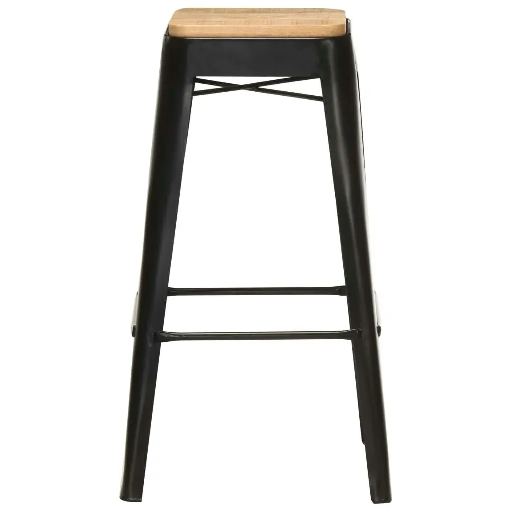 Bar Stools 4 pcs Black Solid Mango Wood 286132