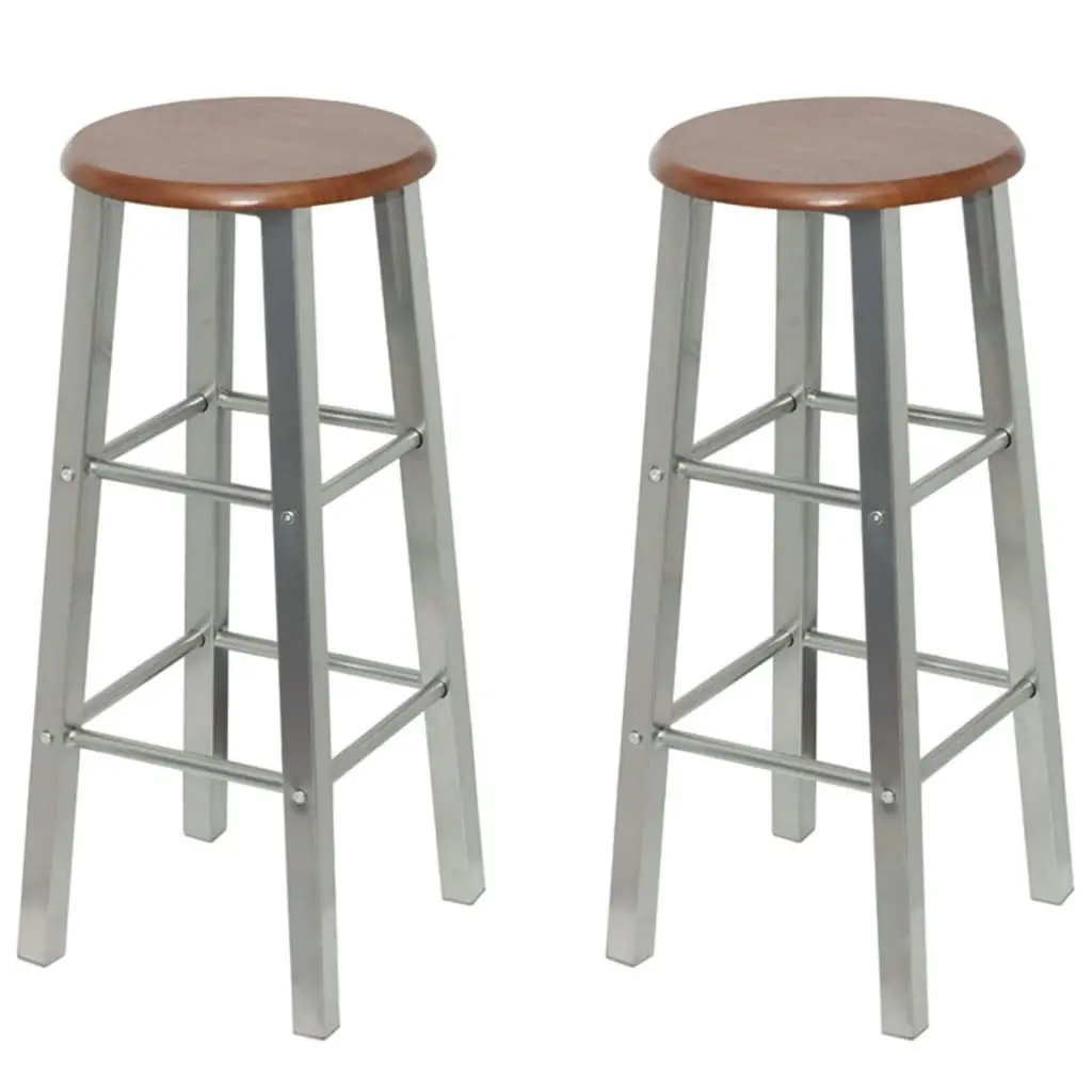 Bar Stools 4 pcs Silver and Brown MDF 277174