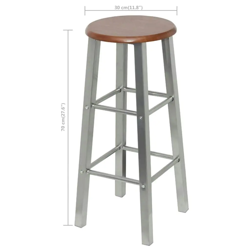 Bar Stools 4 pcs Silver and Brown MDF 277174