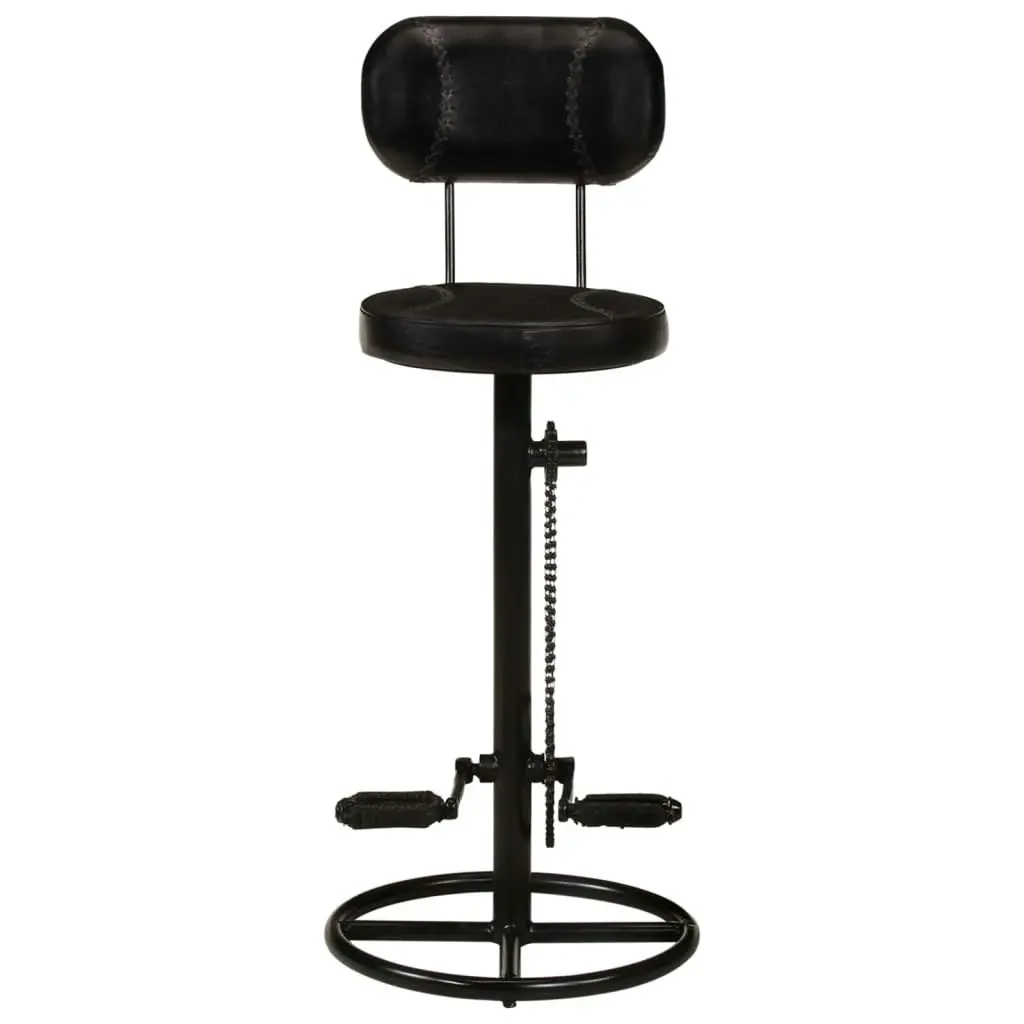 Bar Stools 2 pcs Black Real Goat Leather 338216