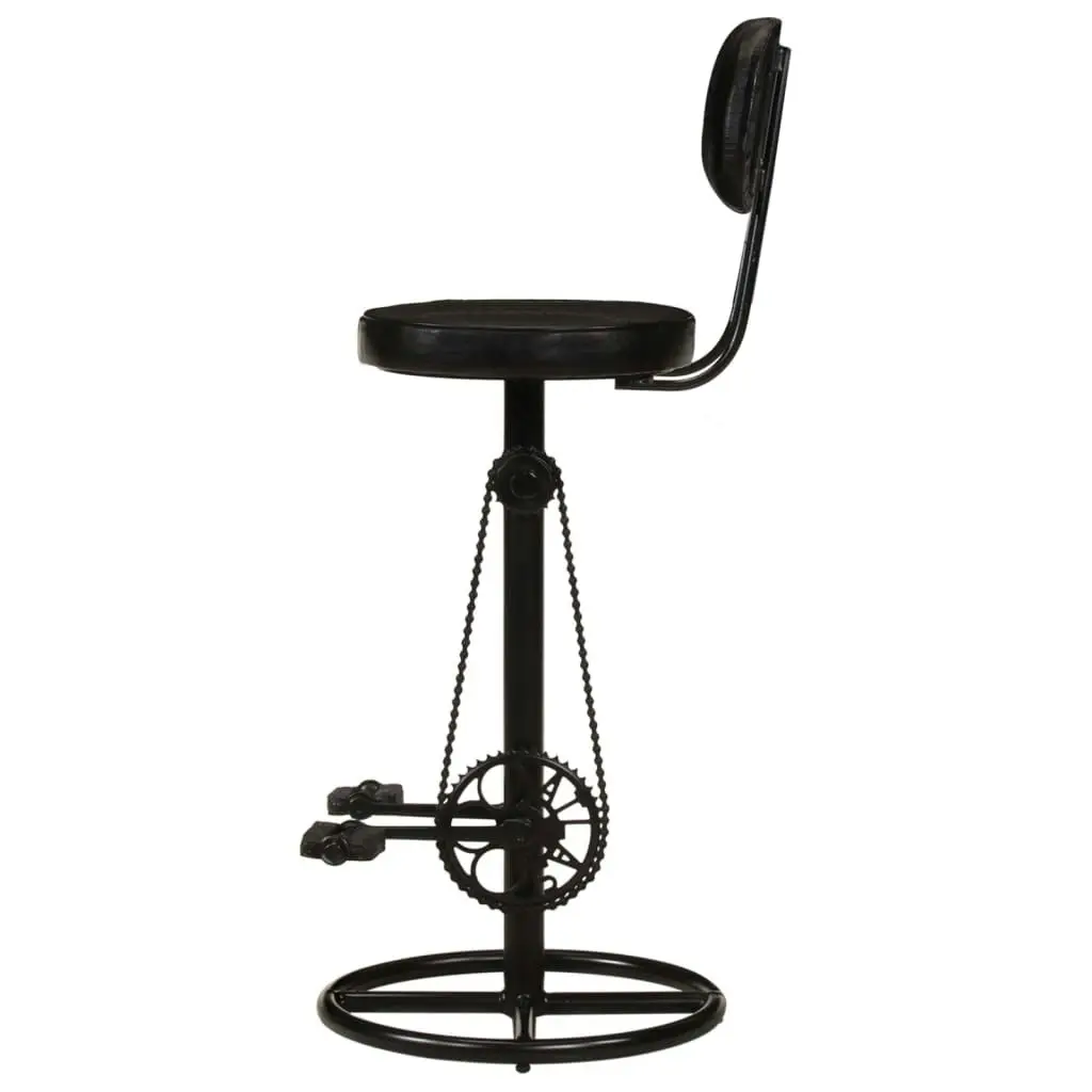 Bar Stools 2 pcs Black Real Goat Leather 338216