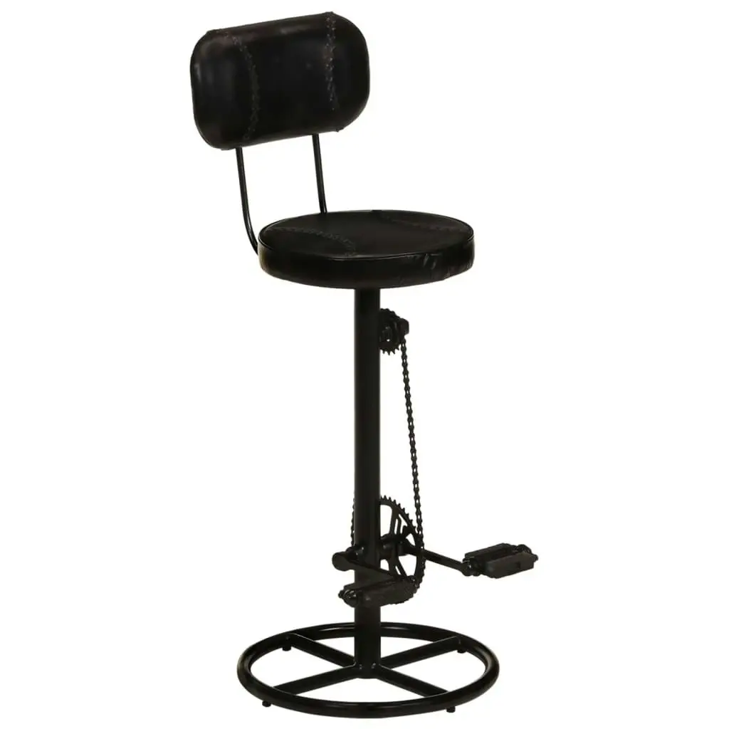 Bar Stools 2 pcs Black Real Goat Leather 338216