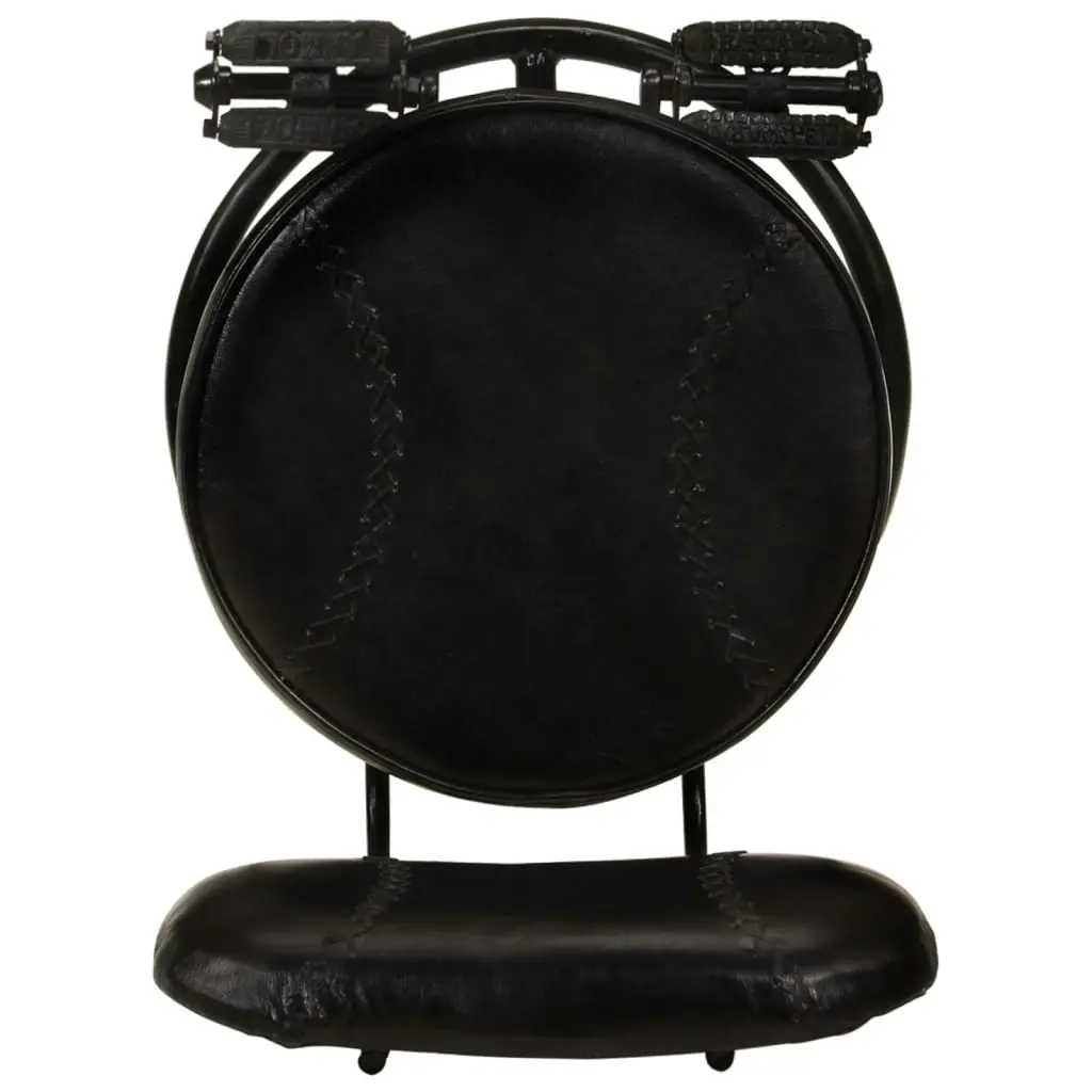 Bar Stools 2 pcs Black Real Goat Leather 338216