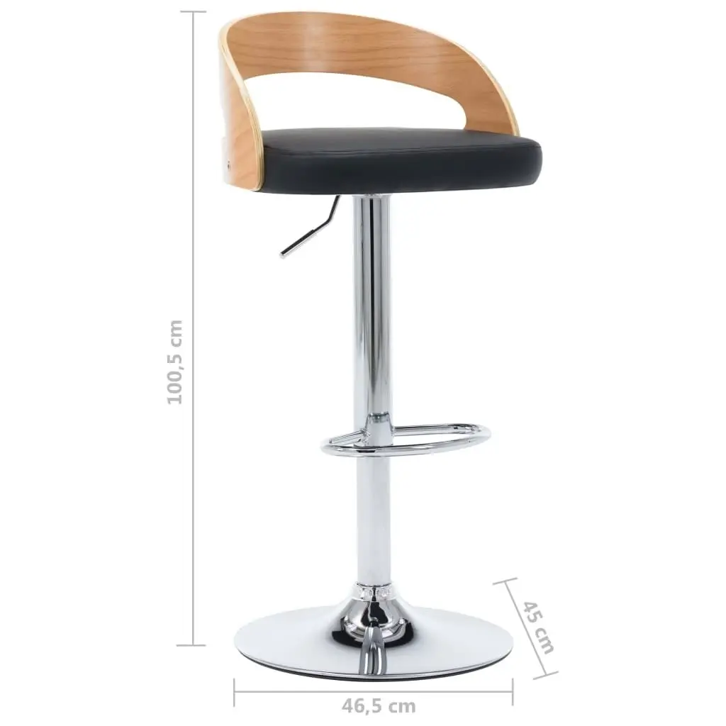 Bar Stools 2 pcs Black Faux Leather and Bentwood 283148