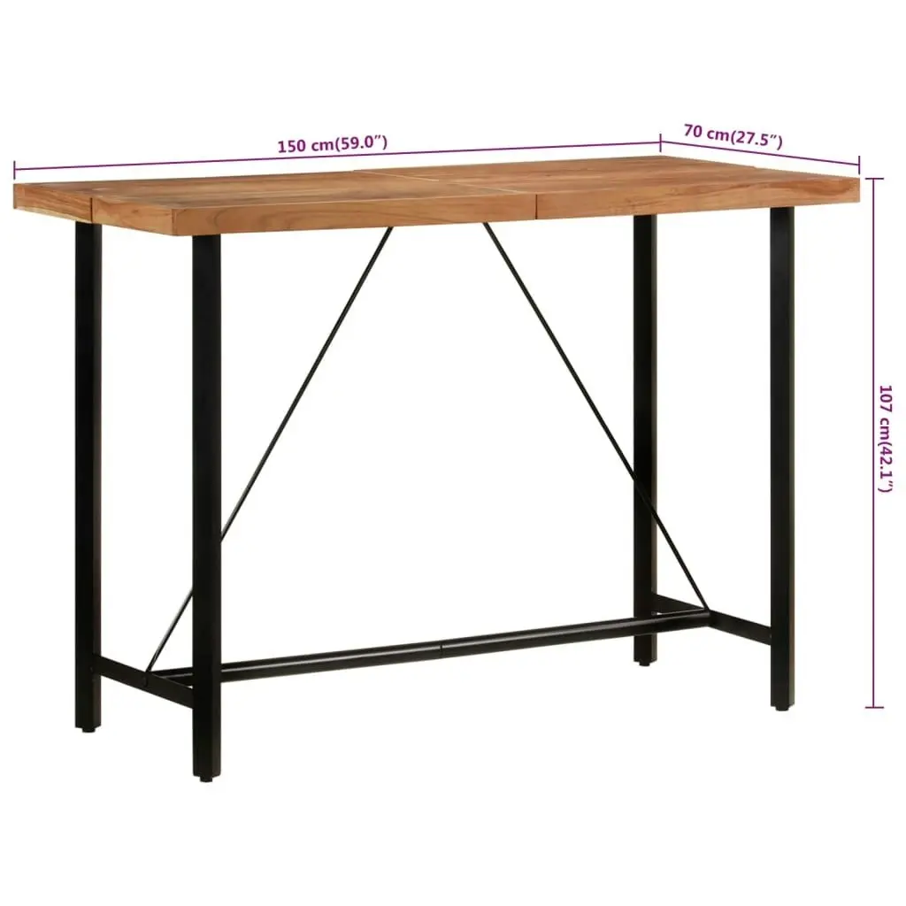 Bar Table 150x70x107 cm Solid Wood Acacia and Iron 356371