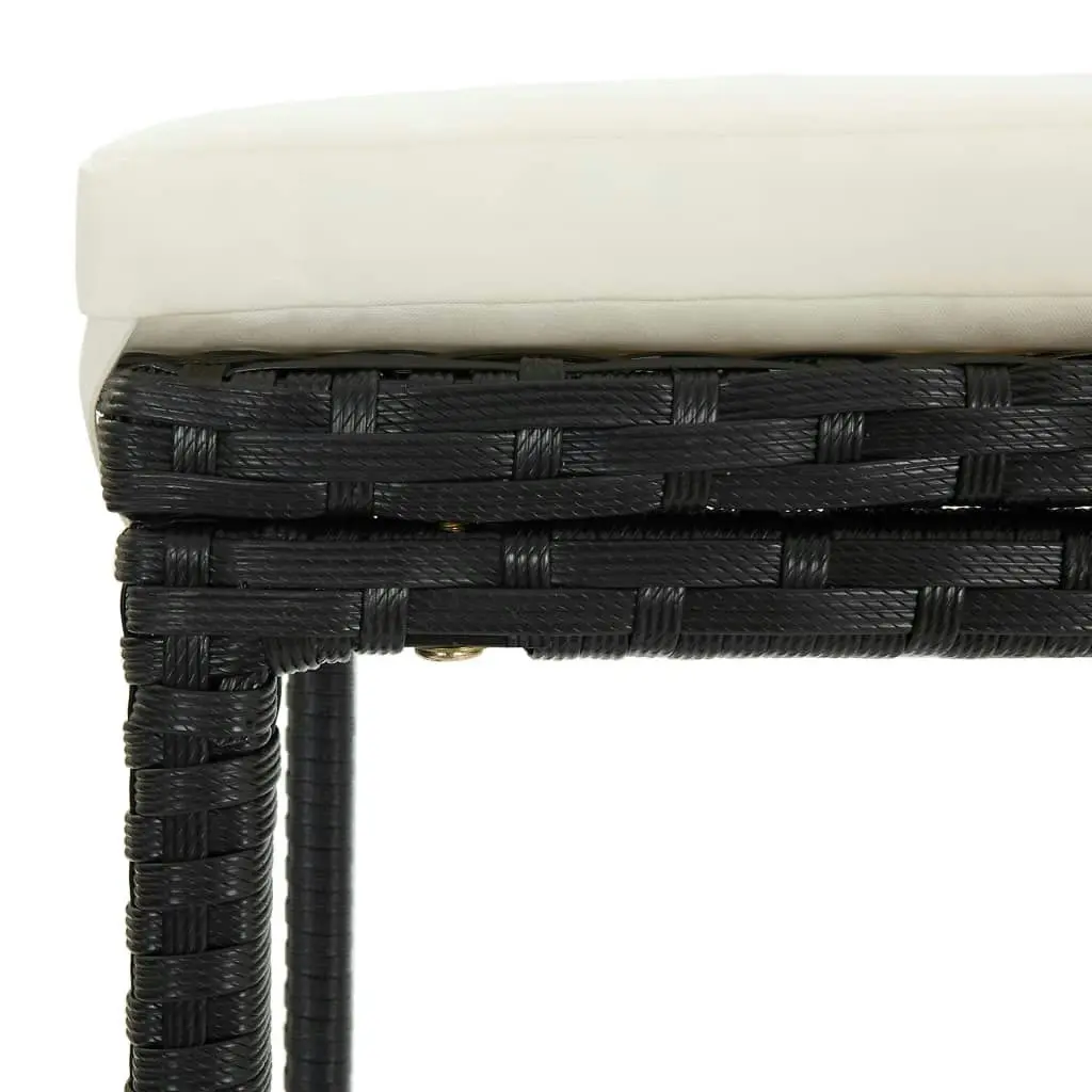 Bar Stools with Cushions 2 pcs Black Poly Rattan 313440