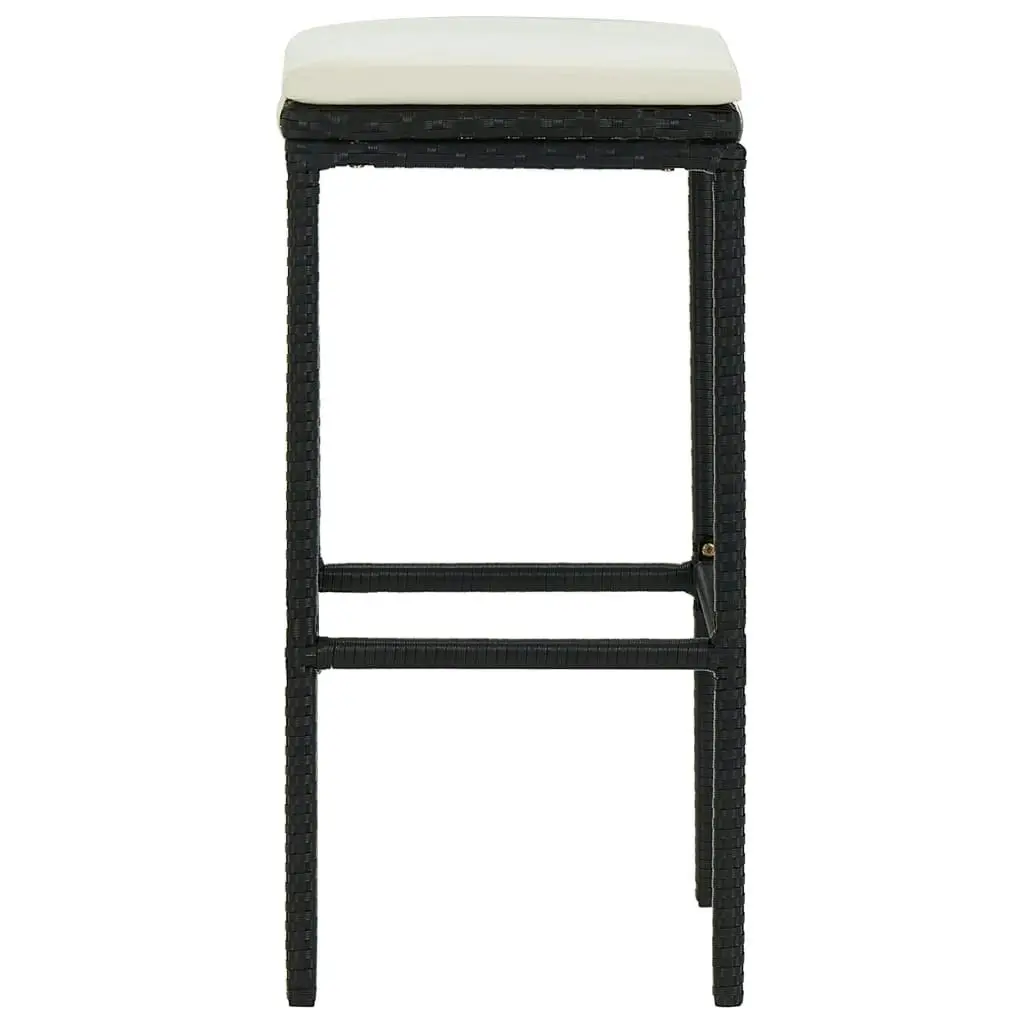 Bar Stools with Cushions 2 pcs Black Poly Rattan 313440