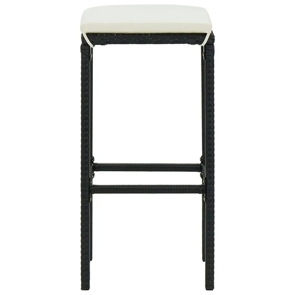 Bar Stools with Cushions 2 pcs Black Poly Rattan 313440