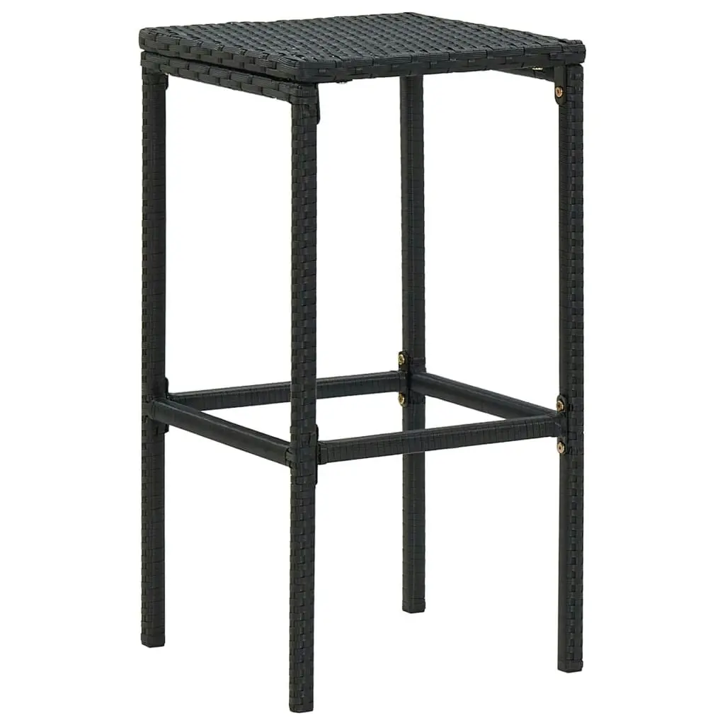 Bar Stools with Cushions 2 pcs Black Poly Rattan 313440