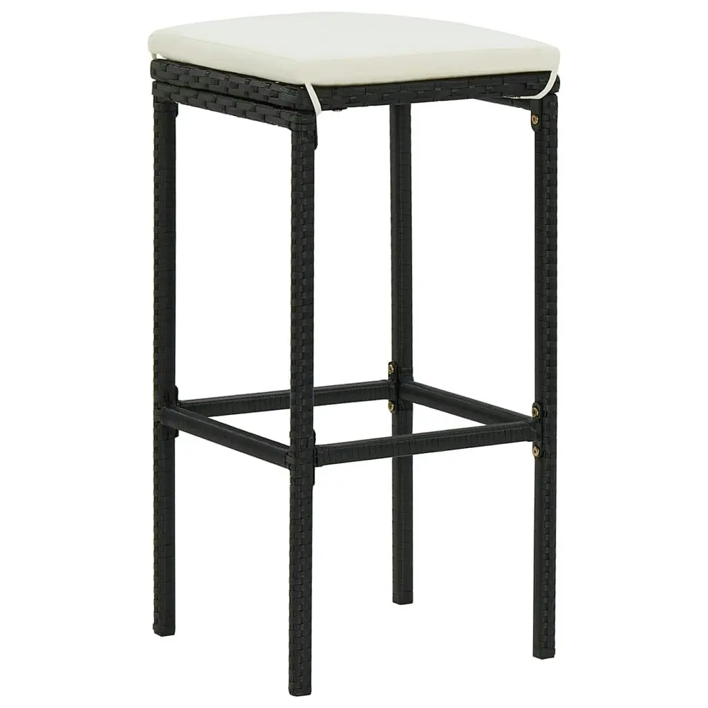 Bar Stools with Cushions 2 pcs Black Poly Rattan 313440