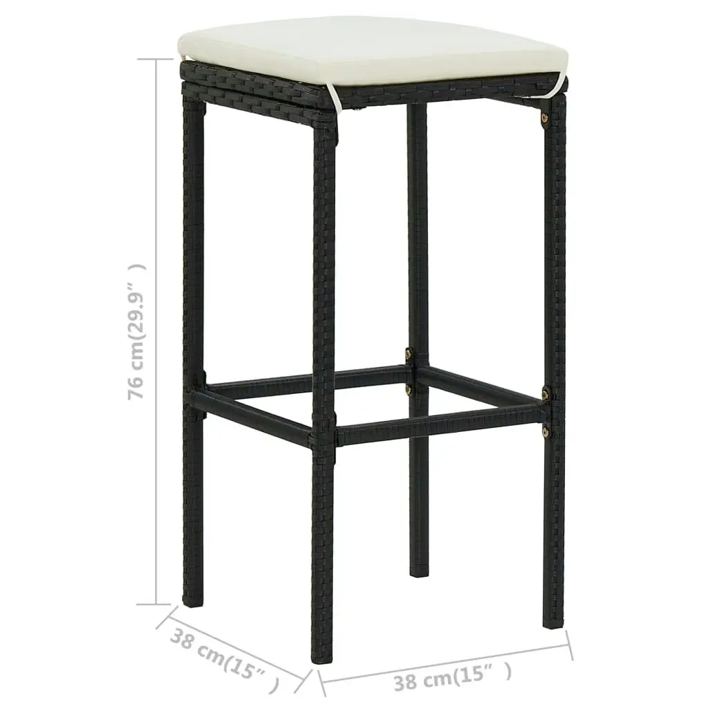 Bar Stools with Cushions 4 pcs Black Poly Rattan 313446