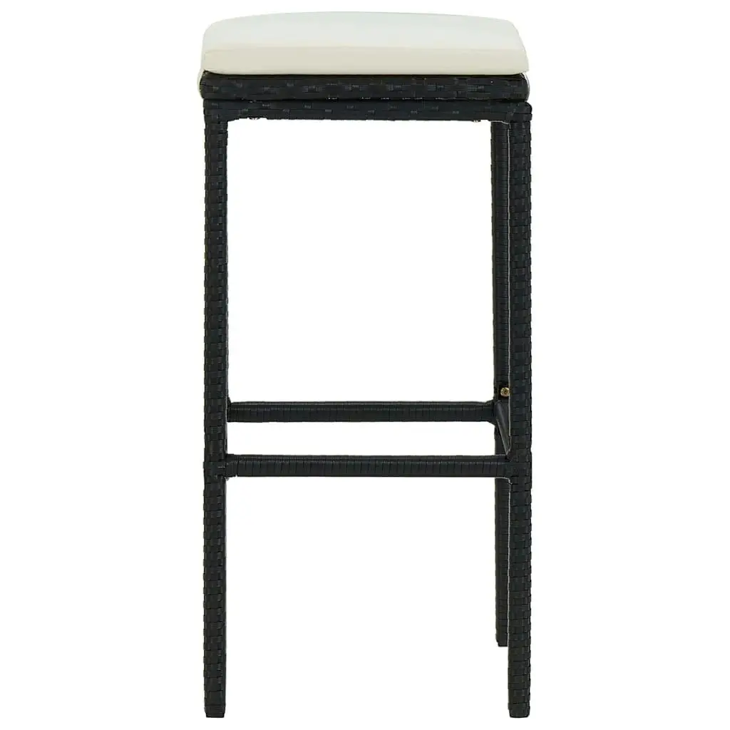 Bar Stools with Cushions 4 pcs Black Poly Rattan 313446