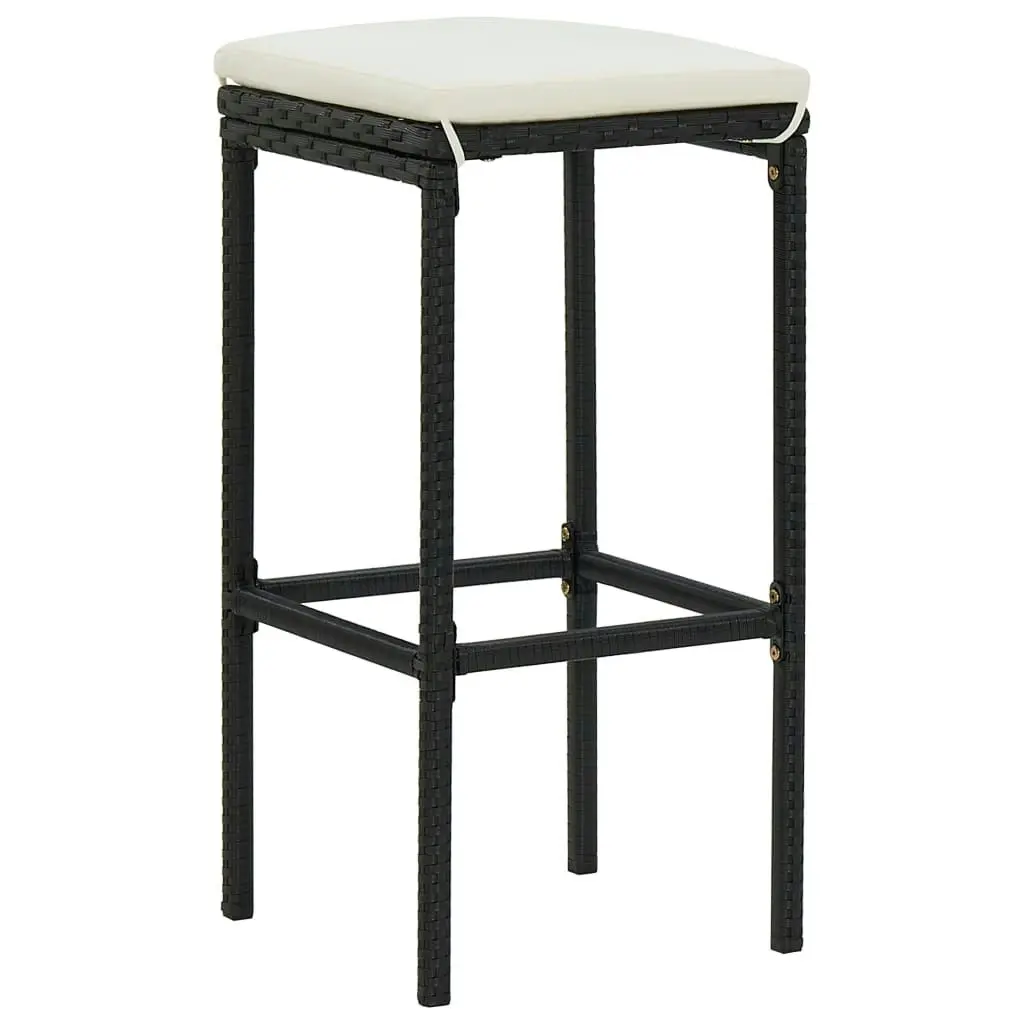 Bar Stools with Cushions 4 pcs Black Poly Rattan 313446