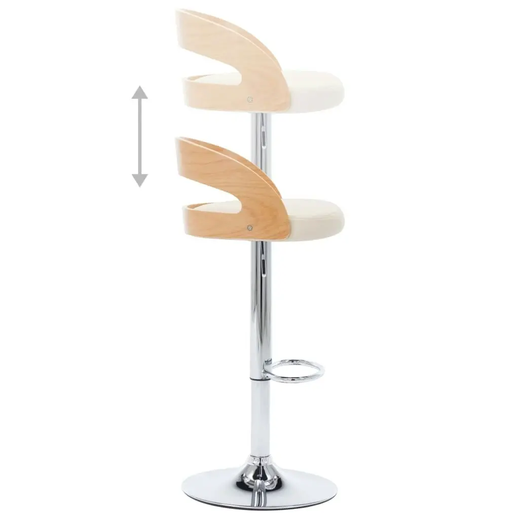 Bar Stools 2 pcs Cream Faux Leather and Bentwood 283147