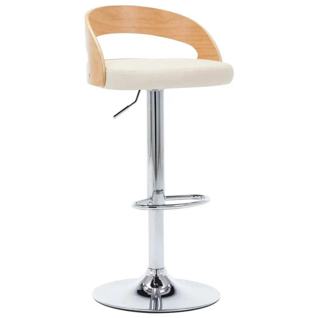 Bar Stools 2 pcs Cream Faux Leather and Bentwood 283147