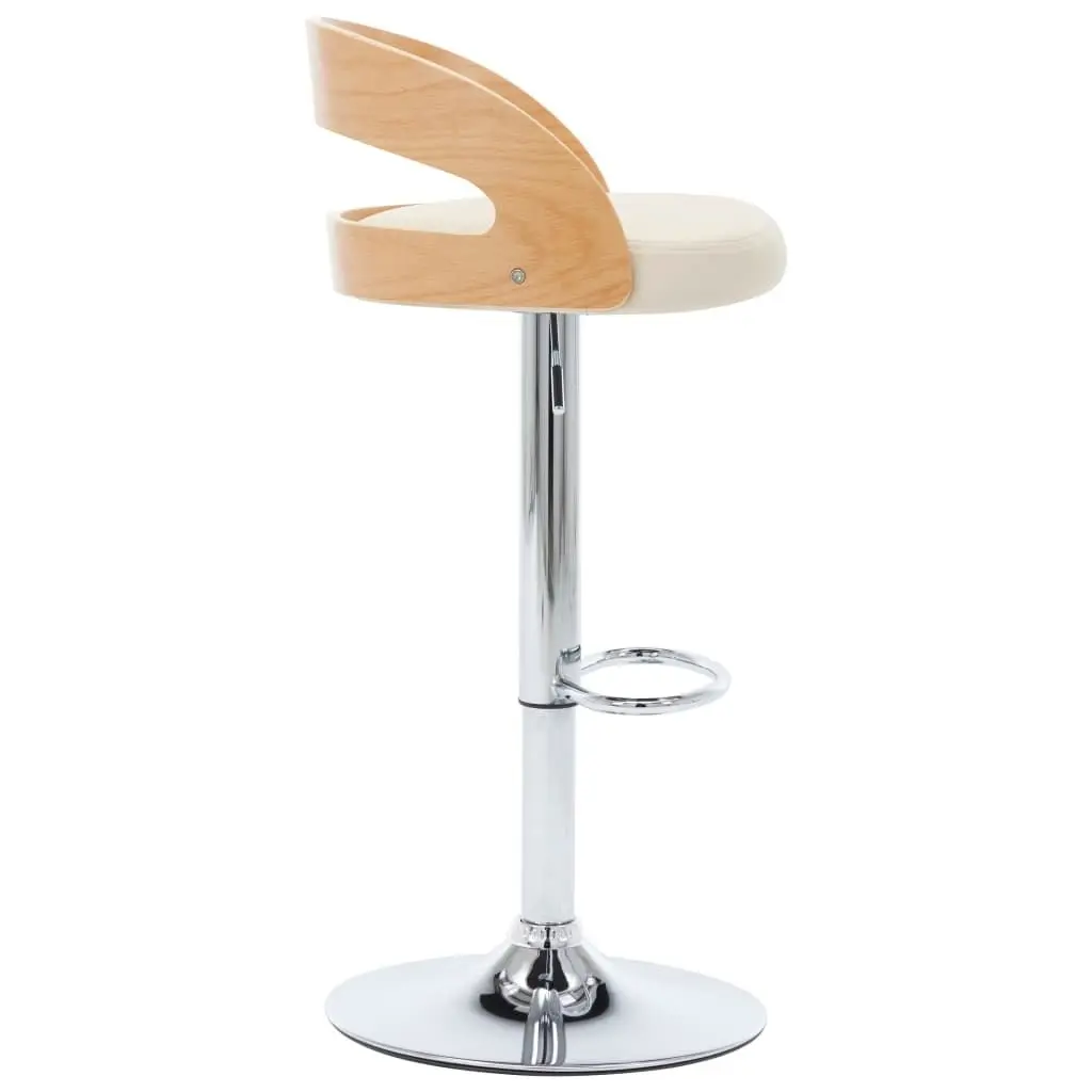 Bar Stools 2 pcs Cream Faux Leather and Bentwood 283147