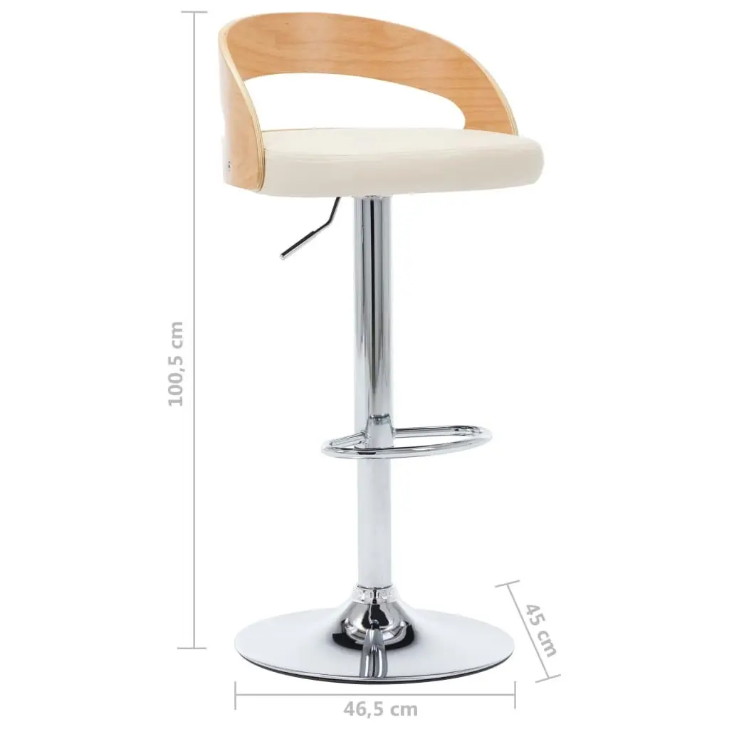 Bar Stools 2 pcs Cream Faux Leather and Bentwood 283147