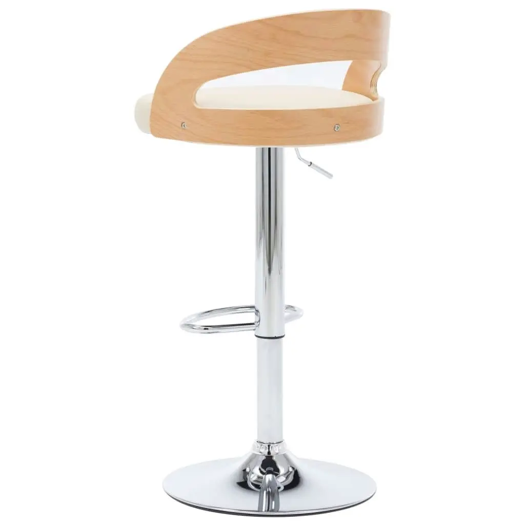 Bar Stools 2 pcs Cream Faux Leather and Bentwood 283147