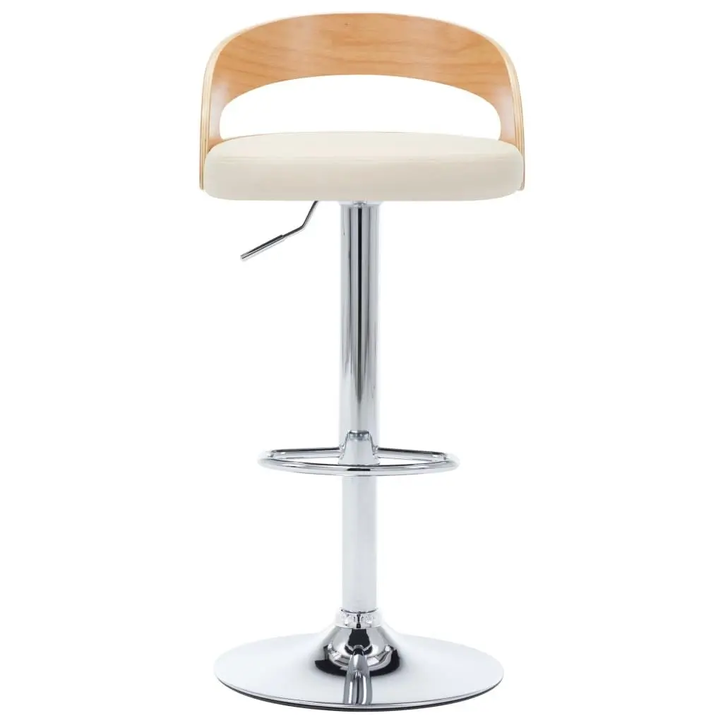 Bar Stools 2 pcs Cream Faux Leather and Bentwood 283147