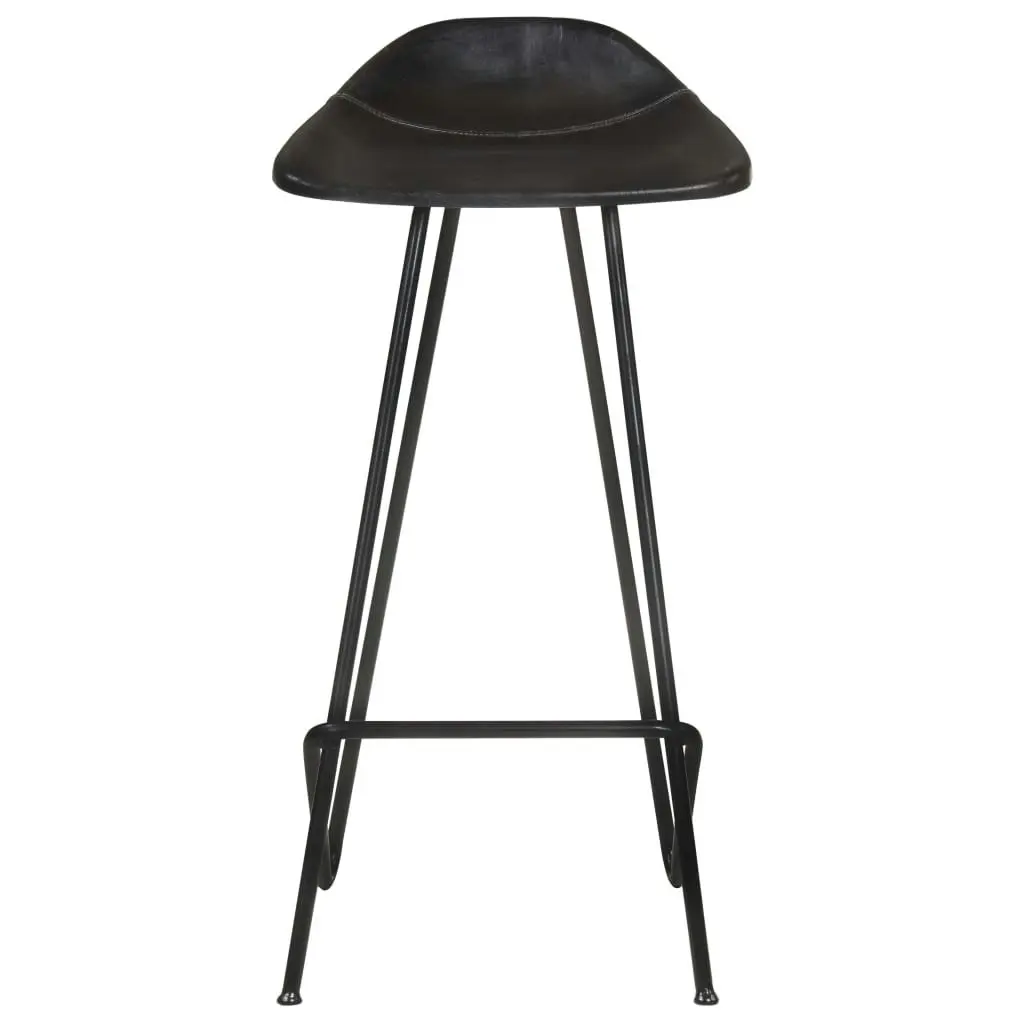 Bar Stools 4 pcs Black Real Leather 320642