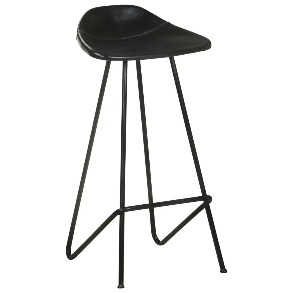 Bar Stools 4 pcs Black Real Leather 320642