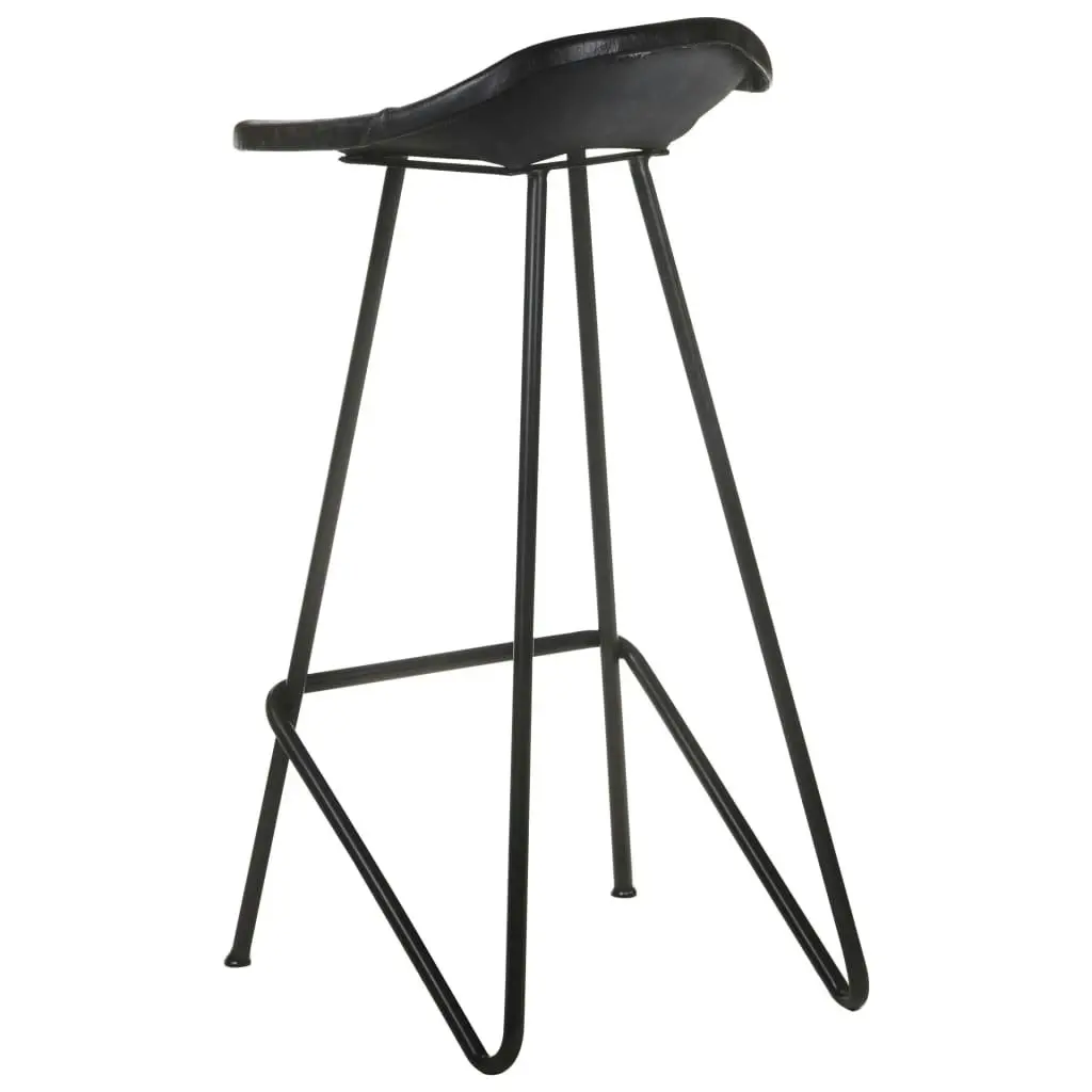 Bar Stools 4 pcs Black Real Leather 320642