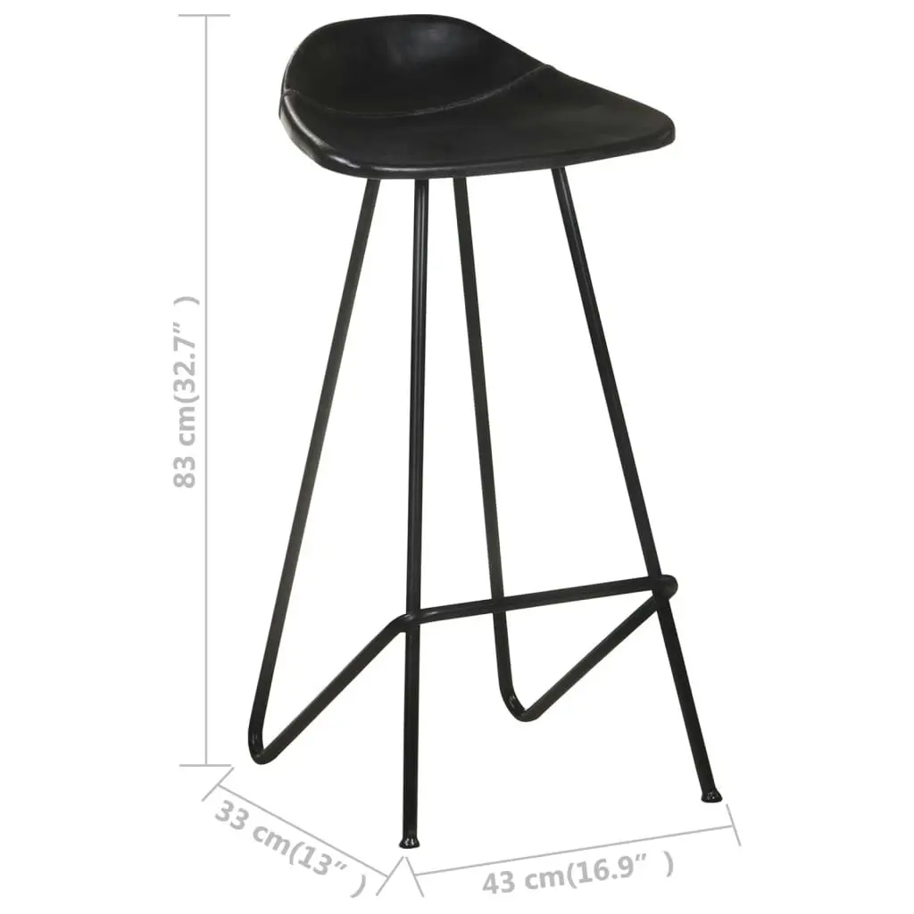 Bar Stools 4 pcs Black Real Leather 320642