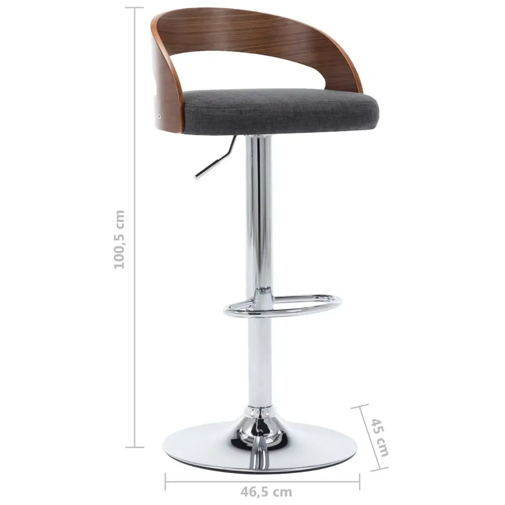 Bar Stools 2 pcs Dark Grey Fabric and Bentwood 283146