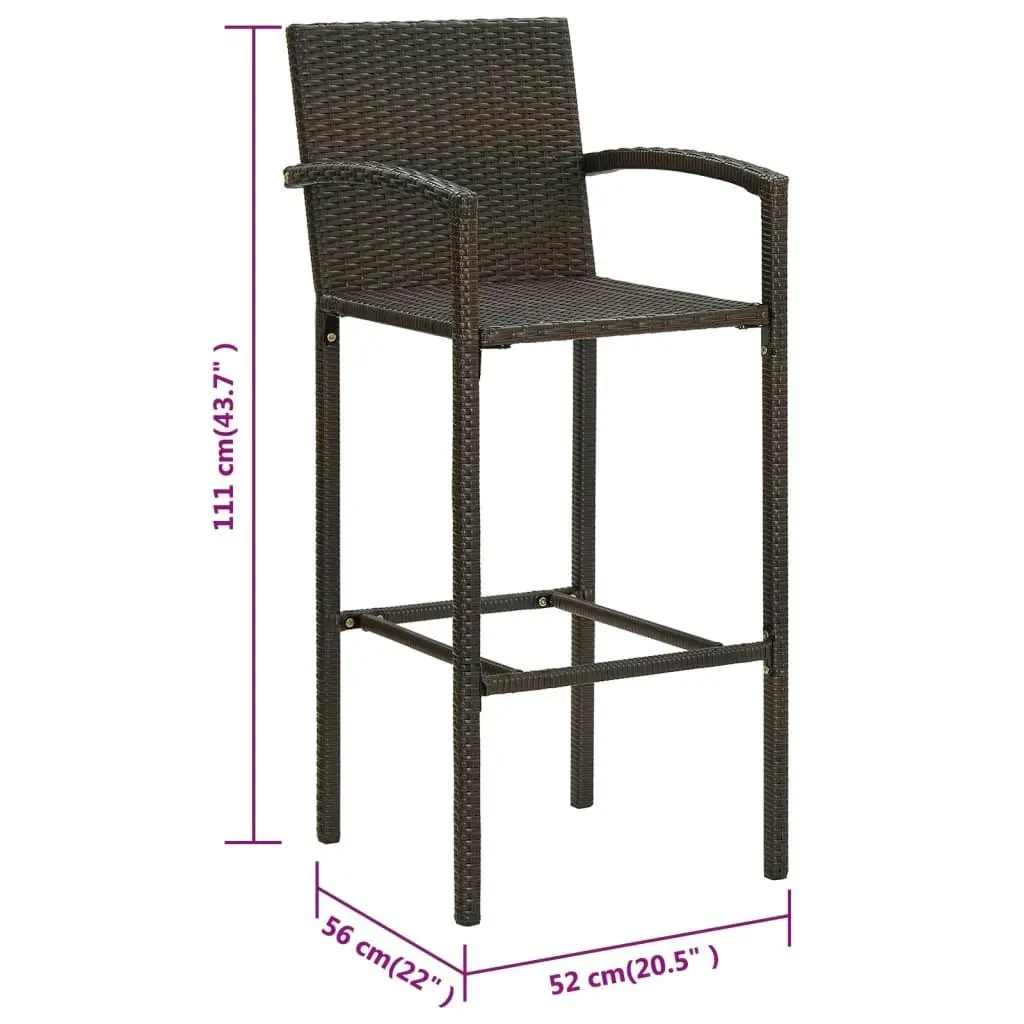 Bar Stools 4 pcs Brown Poly Rattan 362583