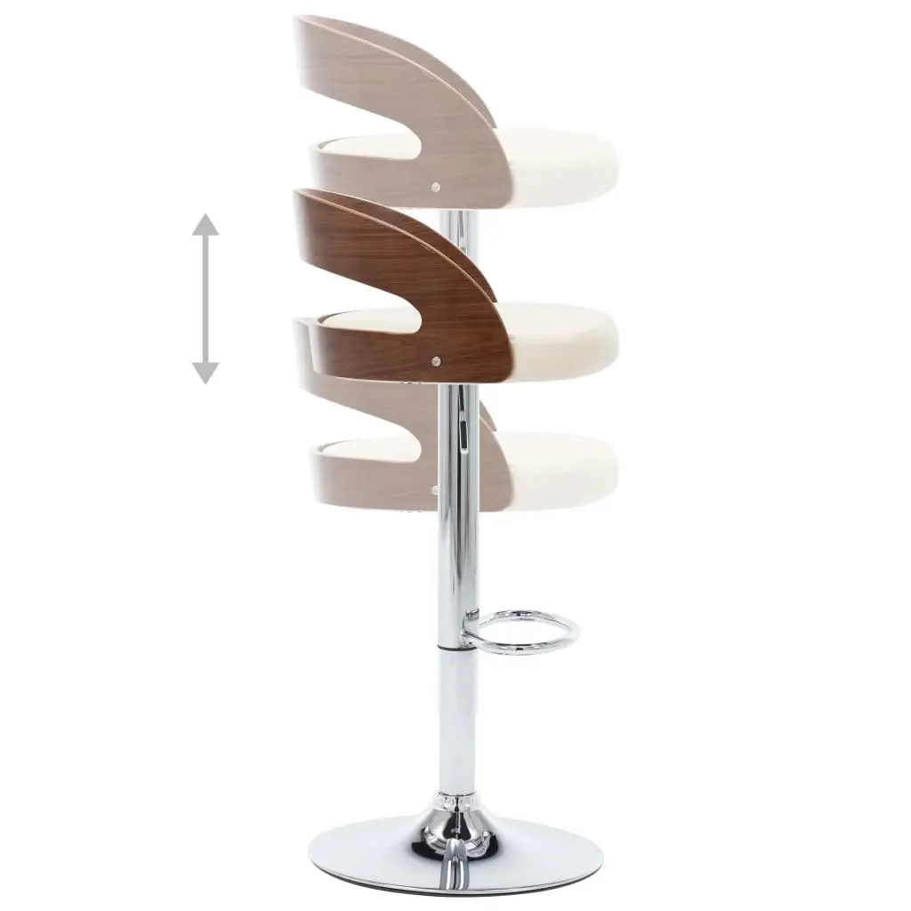 Bar Stools 2 pcs Cream Faux Leather and Bentwood 283145