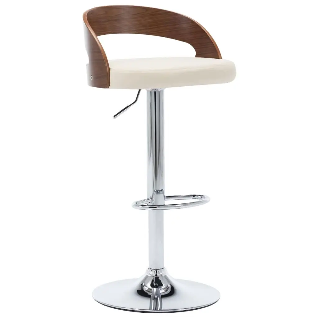 Bar Stools 2 pcs Cream Faux Leather and Bentwood 283145