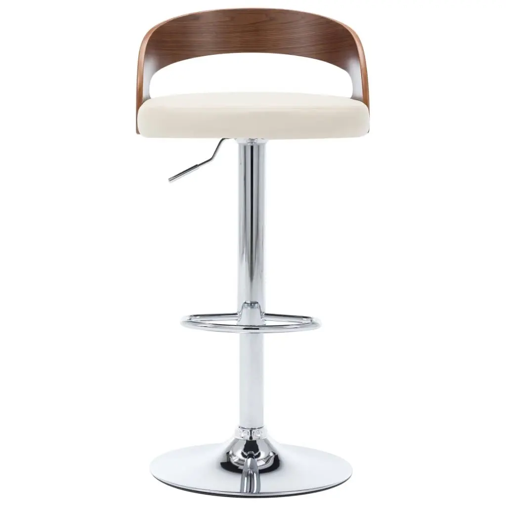 Bar Stools 2 pcs Cream Faux Leather and Bentwood 283145