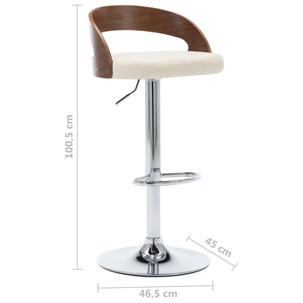 Bar Stools 2 pcs Cream Faux Leather and Bentwood 283145