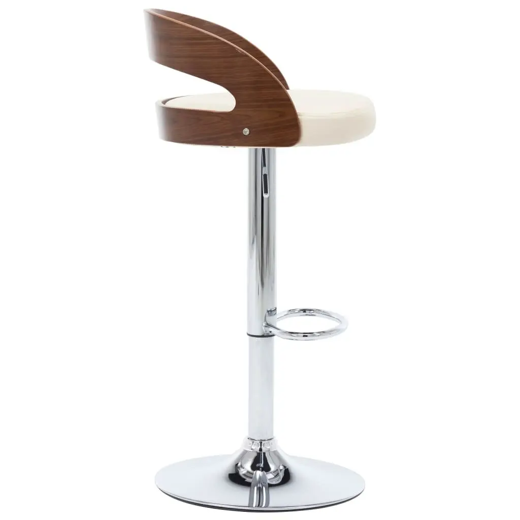 Bar Stools 2 pcs Cream Faux Leather and Bentwood 283145