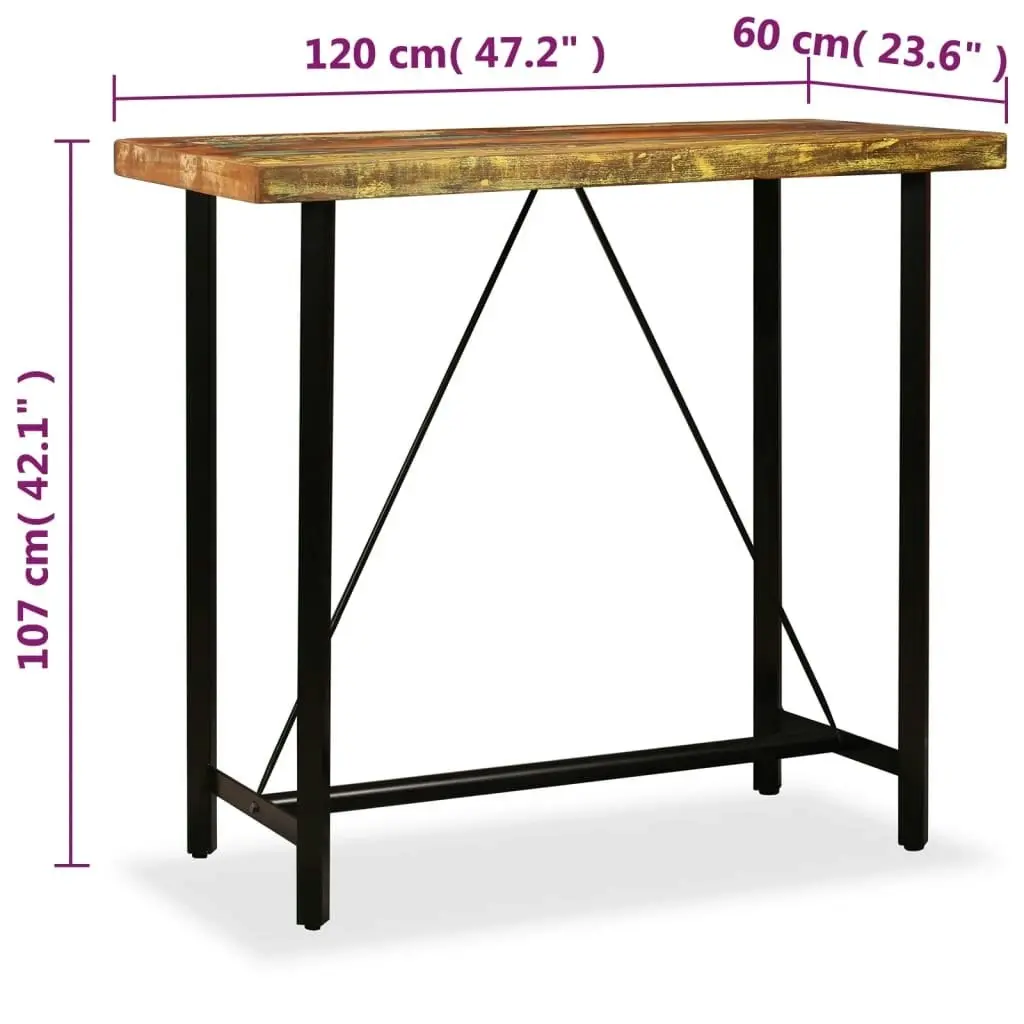 Bar Table 120x60x107 cm Solid Reclaimed Wood 245440