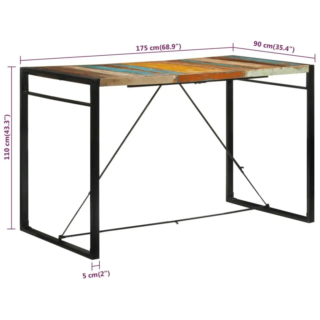 Bar Table 175x90x110 cm Solid Wood Reclaimed 351721