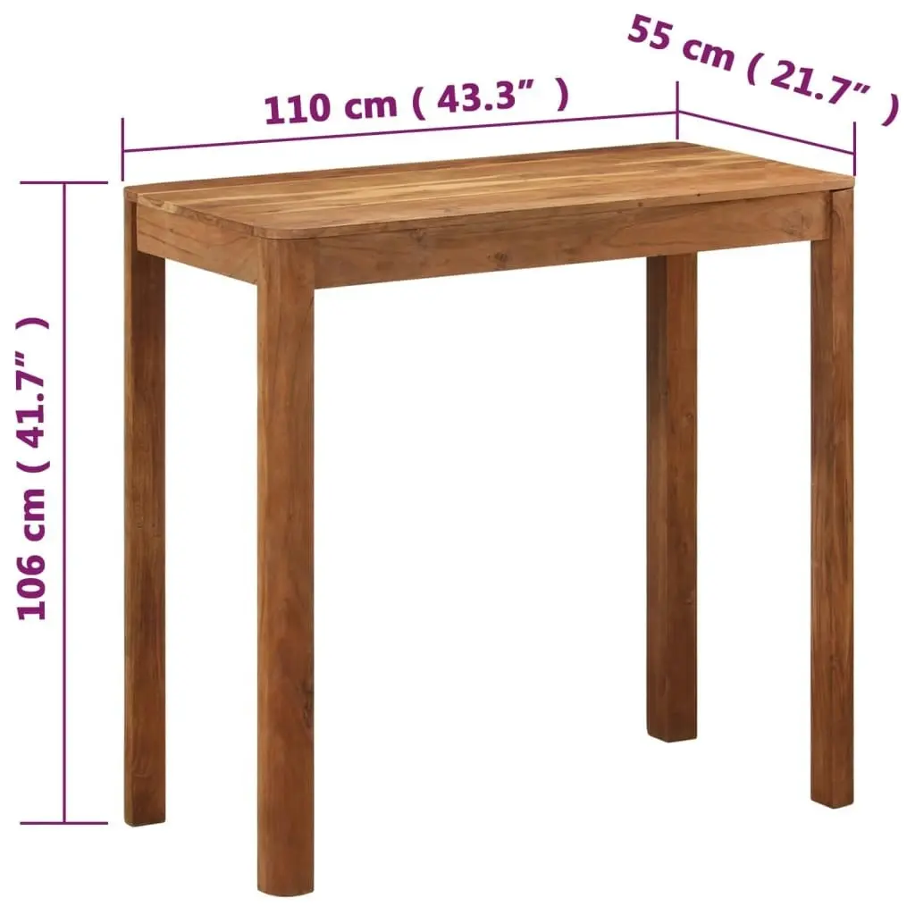 Bar Table Solid Wood Acacia with Honey Finish 110x55x106 cm 337835