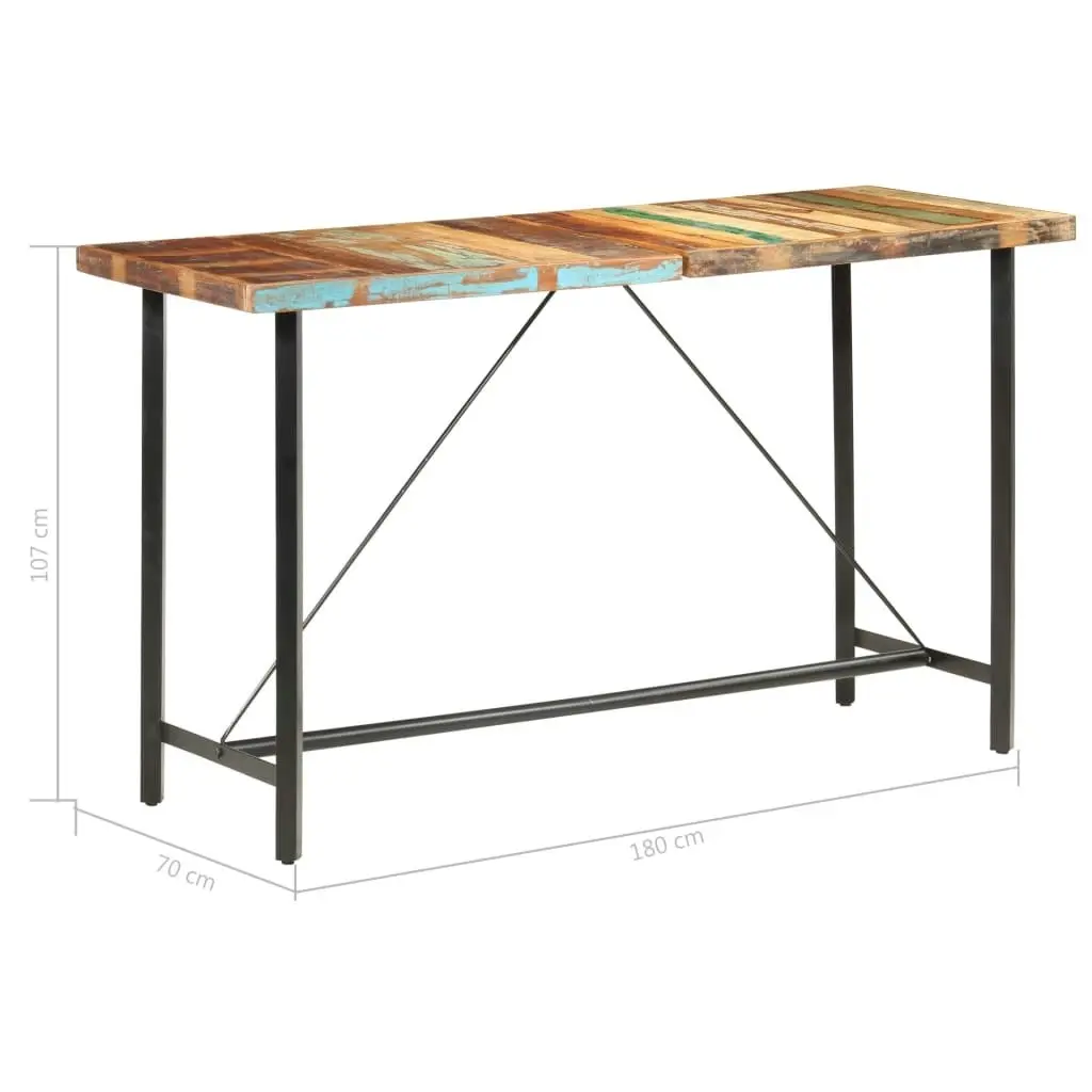 Bar Table 180x70x107 cm Solid Reclaimed Wood 286595