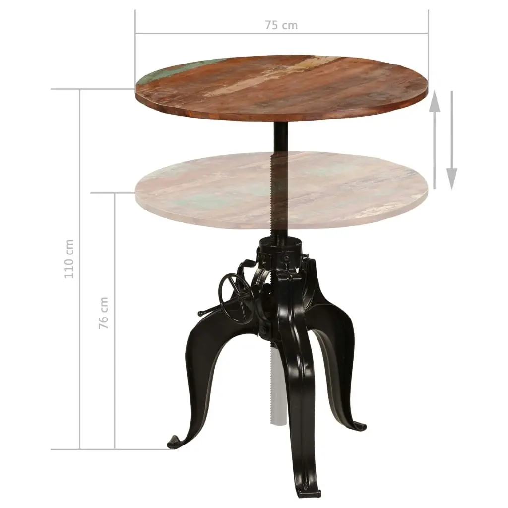 Bar Table Solid Reclaimed Wood 75x(76-110) cm 245269