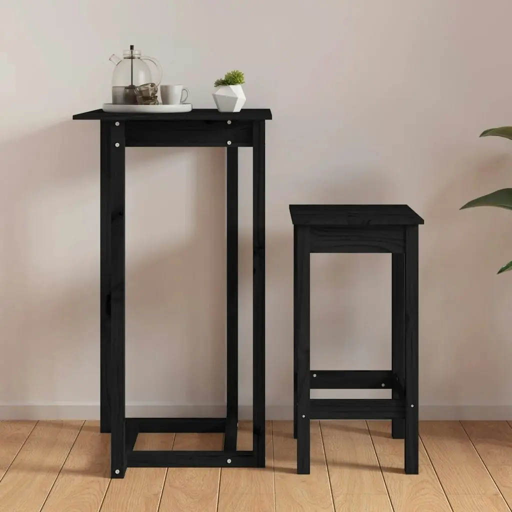 Bar Table Black 60x60x110 cm Solid Wood Pine 822181