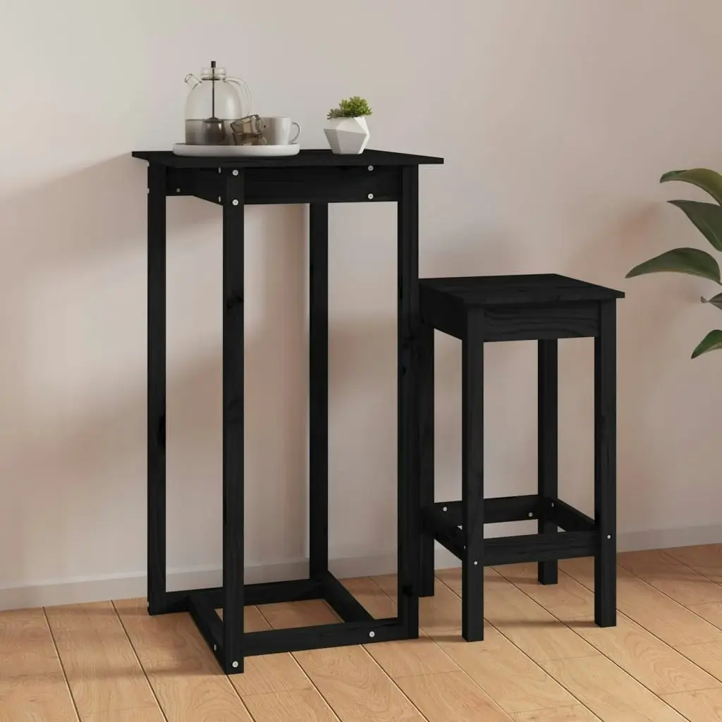 Bar Table Black 60x60x110 cm Solid Wood Pine 822181