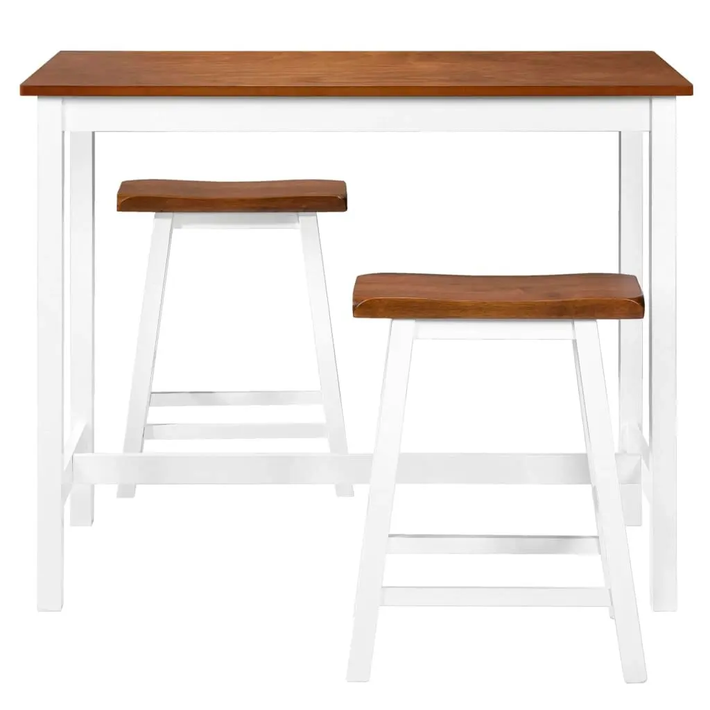 Bar Table and Stool Set 3 Pieces Solid Wood 245547